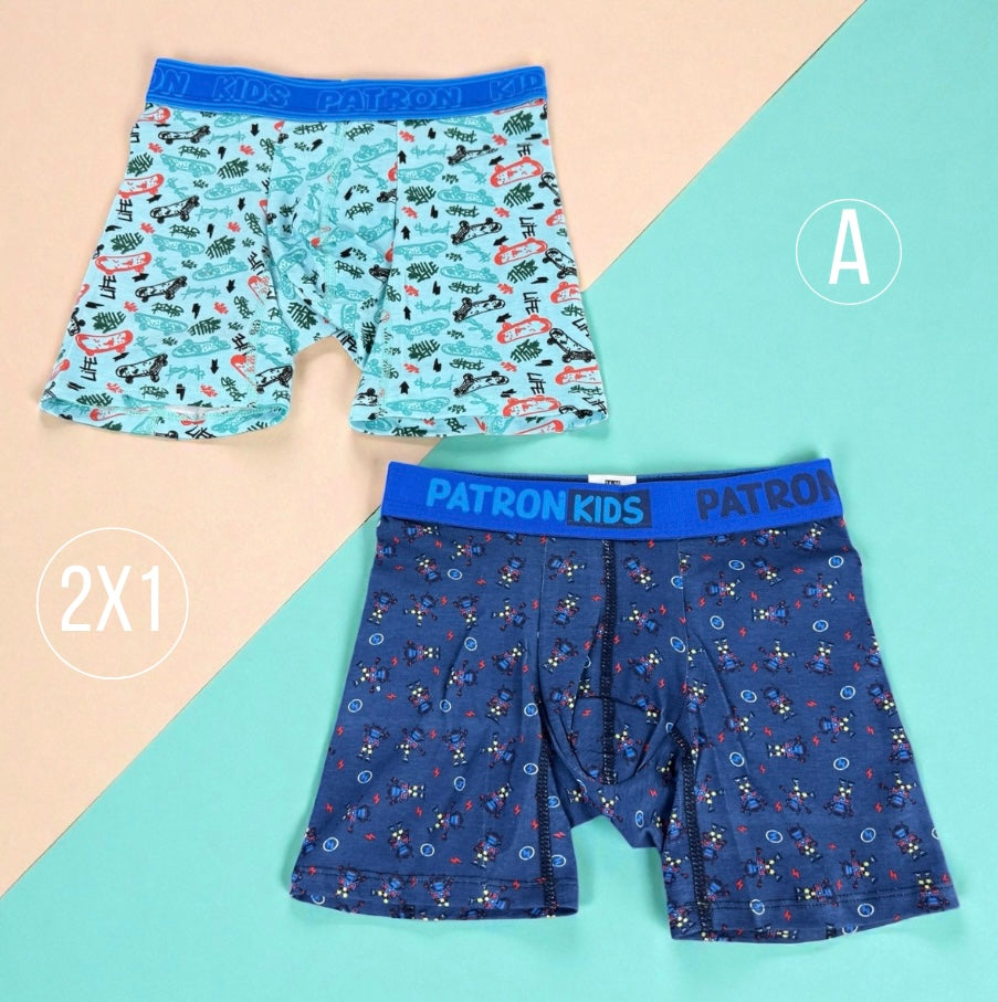 Boxer Niño Juvenil 2X1 | Estampado en colores