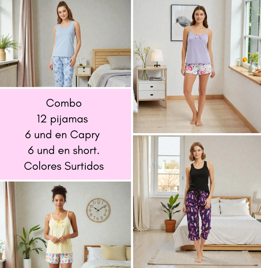 Combo Pijamas Capry y Short | Emprendedres | 12 Unidades&nbsp;
