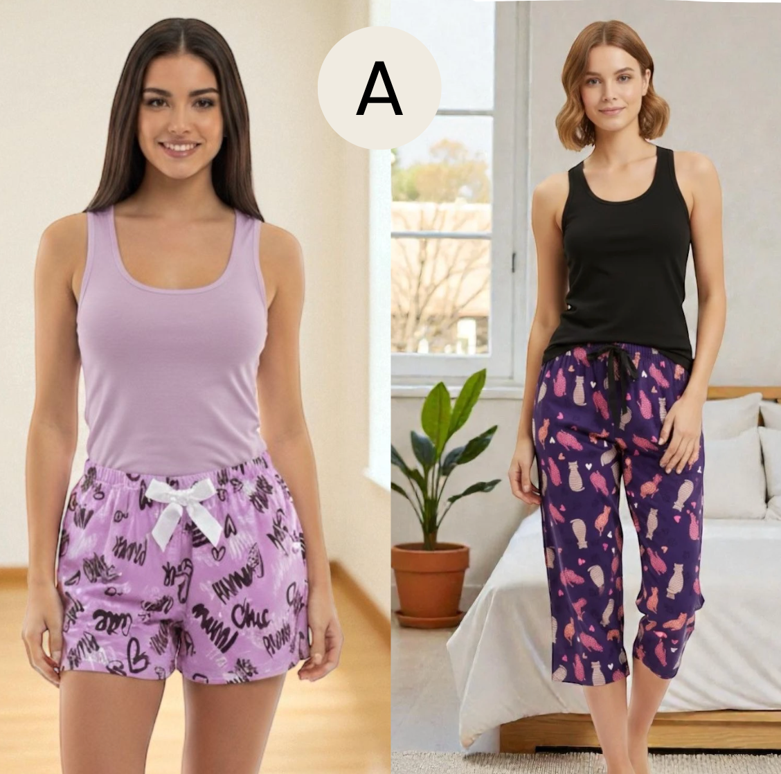 Combo  1 Pijama Short + 1 Pijama Capri | Ref 25618-25718 |