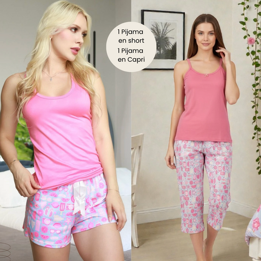 Combo  1 Pijama Short + 1 Pijama Capri | Ref 25618-25718 |