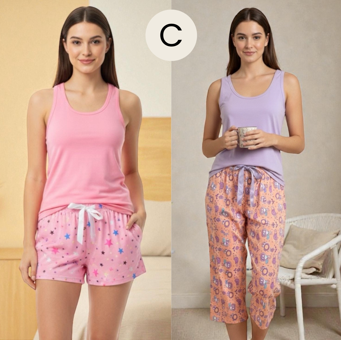 Combo  1 Pijama Short + 1 Pijama Capri | Ref 25618-25718 |