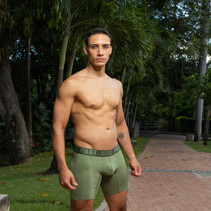 Boxer Pilot Set X3 Unidades | Talla L | Camel – Verde oscuro – Rojo