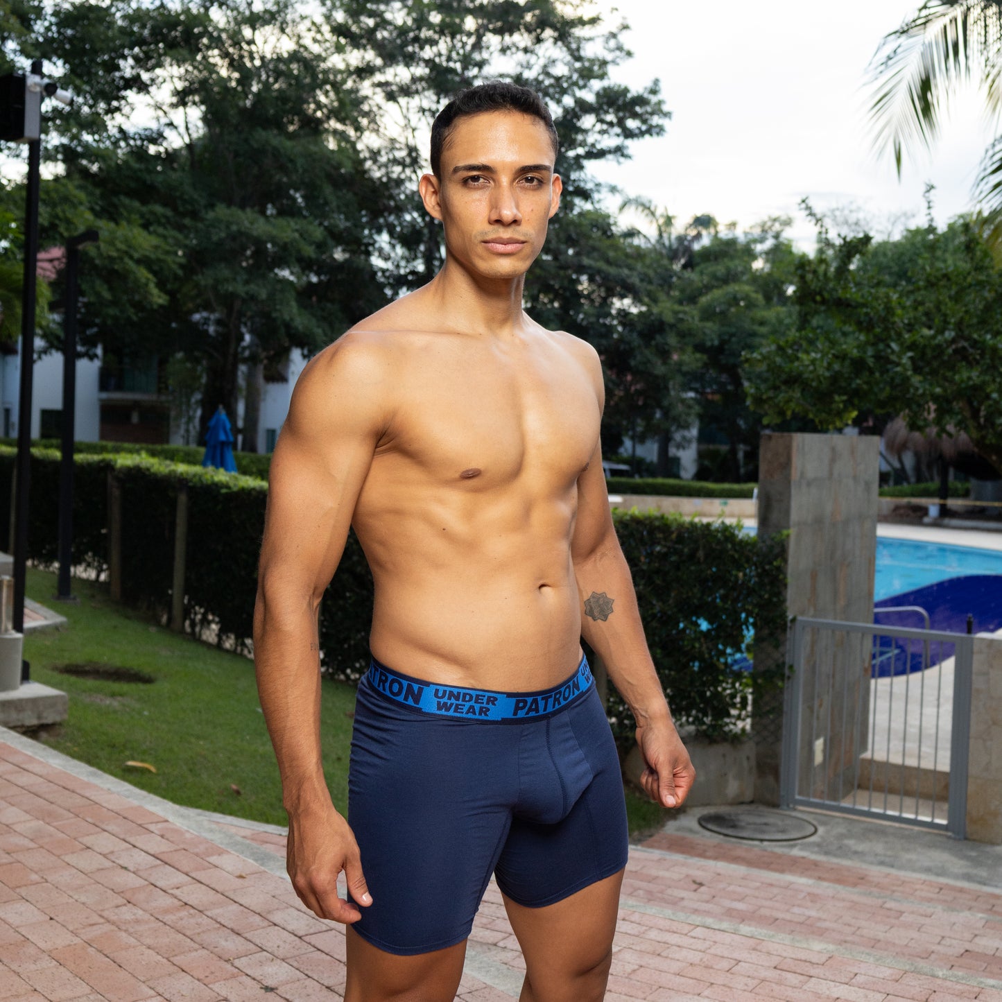 Boxer Patron Set X3| Talla L | Gris claro – Azul oscuro – Vino tinto