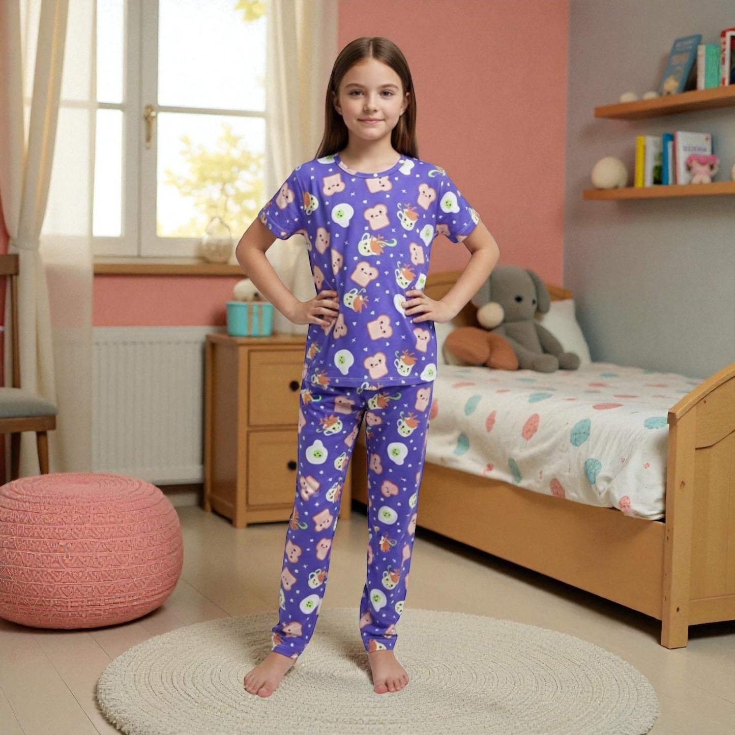 Pijama de Pantalon Niña Paquete X3 Unidades | Azul - Rosado - Lila