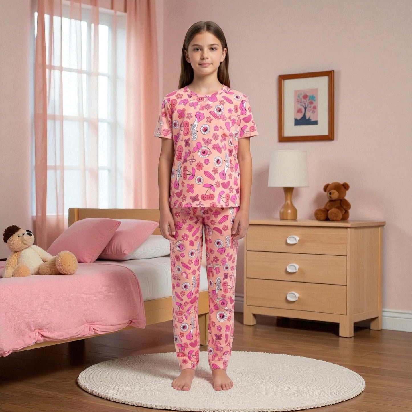 Pijama de Niña Camiseta y Pantalón | Ref.124-18| Mayorista | 12 Unidades