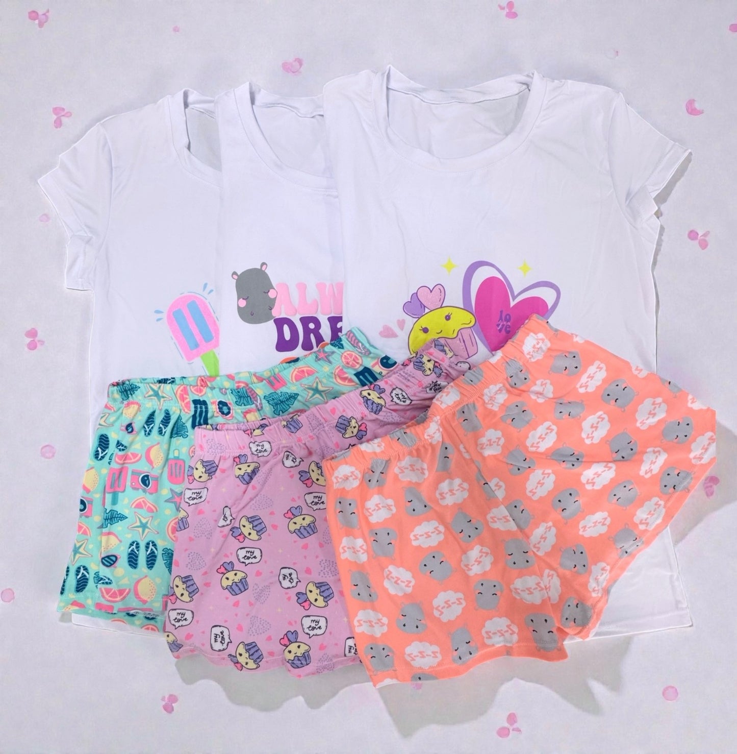 Pijama Set X3 Unidades | Ref. 322-18| Lila - Salmón - Azul
