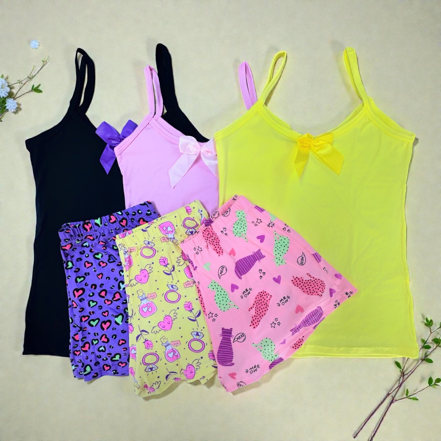 Pijama Paquete X3 Unidades | Ref 192-18 | Lila - Amarillo - Azul Cielo